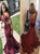 Sweep Train Burgundy Evening Dresses