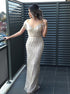 Sheath Scoop Lace Prom Evening Dress with Tassels LBQ4348