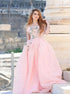 Ball Gown Sweetheart Pink One Shoulder Tulle Prom Dresses LBQ1814