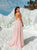 Sweep Train Pink Criss Cross Evening Dresses
