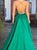 Sweep Train Green Evening Dresses