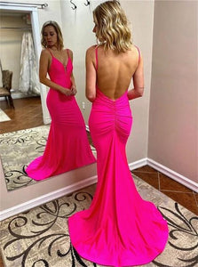 Sweep Train Pink Evening Dresses