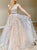A Line Scoop Appliques Tulle Beadings Lace Up Prom Dresses
