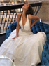 A Line V Neck Ivory Backless Sequins Tulle Prom Dress LBQ3997