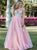 A Line Spaghetti Straps Beaded Bodice Tulle Prom Dresses