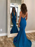 Halter Mermaid Satin Backless Pleats Prom Dresses LBQ3794
