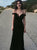 Mermaid Cold Shoulder Black Satin Prom Party Dresses