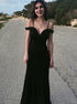 Mermaid Cold Shoulder Black Satin Prom Party Dress LBQ4350