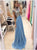 A Line High Neck Short Sleeve Beadings Chiffon Prom Dresses