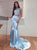 Sheath Satin Beading Halter Two Piece Prom Dresses