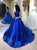 Sweep Train Blue Evening Dresses