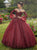 Ball Gown Off the Shoulder Long Sleeves Tulle Appliques Prom Dress