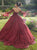 Sweep Train Burgundy Evening Dresses