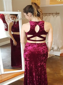 Sweep Train Burgundy  Evening Dresses