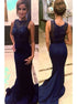 Mermaid Scoop Beading Satin Prom Dresses LBQ3419