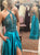 A Line Spaghetti Straps Sequins Satin Prom Dress with Slit