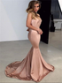 Spaghetti Straps Mermaid Satin Pleats Prom Dress LBQ3636
