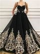 Sweep Train Black Evening Dresses