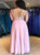 Sweep Train Pink Evening Dresses With Applique and Beading