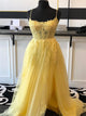 Sweep Train Yellow Evening Dresses