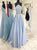 Sweep Train Blue Evening Dresses