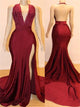 Sweep Train Red Appliques Evening Dresses