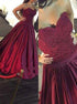 Ball Gown Sweetheart Appliques Satin Prom Dresses LBQ3399