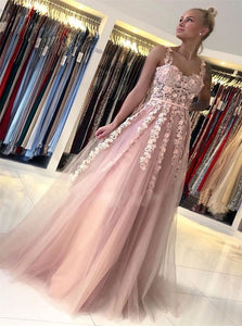 Sweep Train Pink Evening Dresses