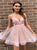 A Line V Neck Pink Tulle Homecoming Dress