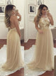A Line Halter Tulle Long Backless Prom Dress with Sequins