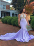 Jewel Sleeveless Beading Appliques Gorgeous Mermaid Satin Prom Dresses LBQ3158