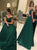 Sweep Train Green Evening Dresses