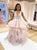 A Line V Neck Tulle Appliques Prom Dresses