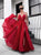 A Line Red Strapghetti Straps Tulle Prom Dresses with Slit