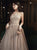 A Line Scoop Tulle Appliques Lace Up Prom Dresses 