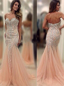 Mermaid Sweetheart Beading Tulle Prom Dresses