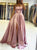 A Line Spaghetti Straps Satin Pink Prom Dresses with Split LBQ3601