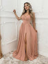 A Line V Neck Chiffon Prom Dress with Slit LBQ4190