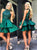 A Line Green Halter Beading Satin Above Knee Prom Dresses