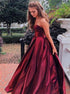 A Line Strapless Satin Pleats Prom Dresses LBQ3582