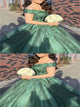 Sweep Train Green Evening Dresses