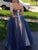 Floor Length Blue Lace Up Evening Dresses