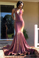 Sexy V Neck Mermaid Backless Long Prom Dresses GJS636