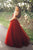 A Line Tulle Backless Sweetheart Red Beaded Long Prom Dresses GJS647