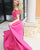A Line Satin High Low Off Shoulder Beaded Two Pieces Long Prom Dresses GJS646