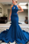 Blue Mermaid Backless Long Prom Evening Dress GJS623
