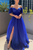 Royal Blue Off the Shoulder A line Long Prom Formal Dresses GJS387