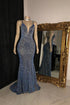 Glitter Mermaid Spaghetti Straps V Neck Open Back Formal Evening Party Gowns GJS610