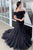 Off the Shoulder Black Mermaid Long Prom Formal Dresses GJS384