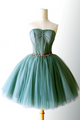 Beautiful Hunter Green Tulle Sweetheart Short Homecoming Halloween Vintage Dress GJS665